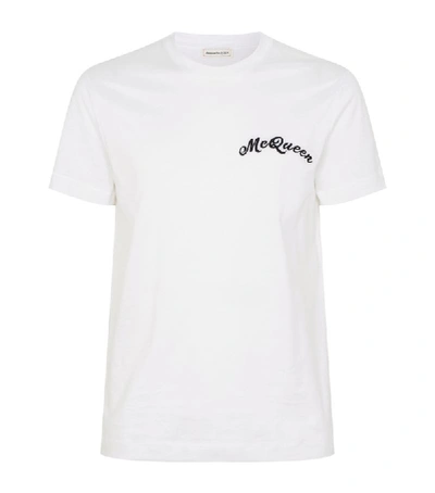Shop Alexander Mcqueen Embroidered Cotton Logo T-shirt