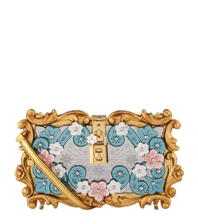 Shop Dolce & Gabbana Floral Padlock Clutch Bag