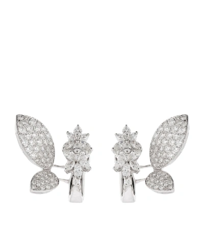 Shop Yeprem White Gold Diamond Butterfly Earrings