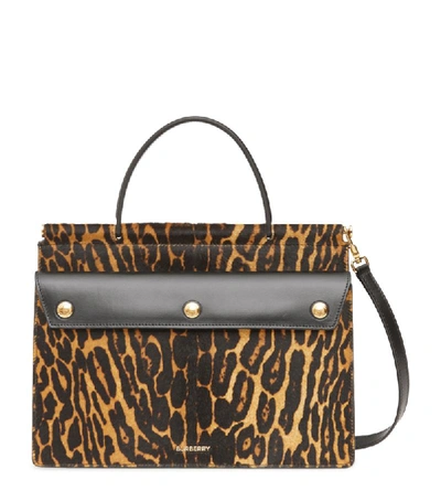 Shop Burberry Small Leopard Print Title Bag