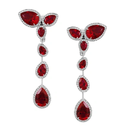 Shop Atelier Swarovski X Penélope Cruz White Gold, Lab-grown Diamond And Ruby Lola Drop Earrings