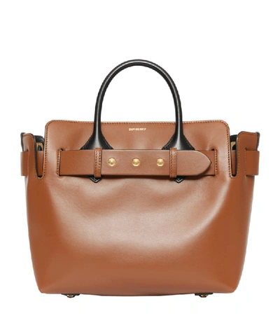 Shop Burberry Small Leather Belt Tote Bag