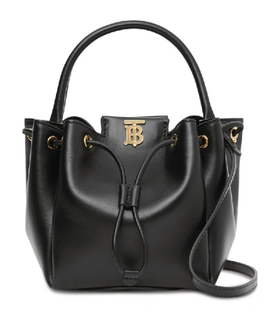 Shop Burberry Leather Tb Bucket Bag