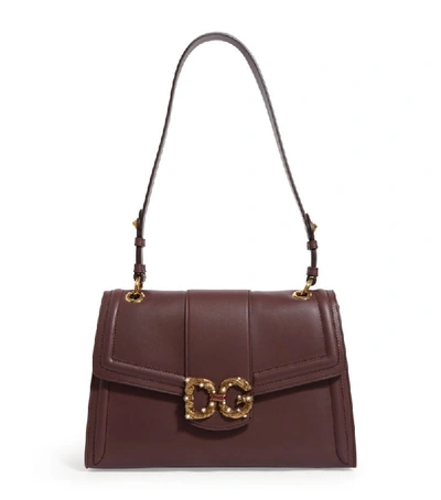 Shop Dolce & Gabbana Leather Dg Amore Satchel Bag
