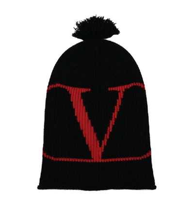 Shop Valentino Wool-cashmere Logo Beanie