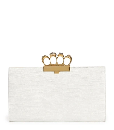 Shop Alexander Mcqueen Leather Embossed Four-ring Clutch Bag