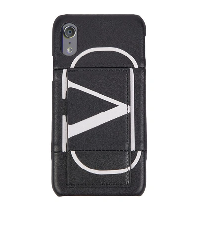 Shop Valentino Leather Vlogo Iphone X/xs Case In Black
