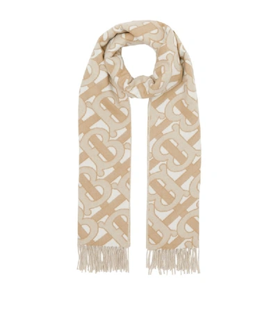 Shop Burberry Cashmere Monogram Scarf