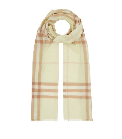 Shop Burberry Lightweight Wool-silk Check Scarf