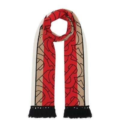 Shop Burberry Cashmere Tb Monogram Striped Scarf