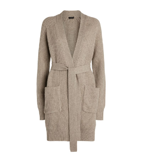 Joseph Patch-pocket Belted Ribbed-cashmere Cardigan In Grey | ModeSens