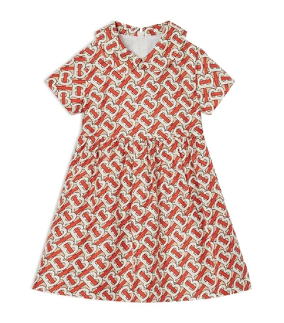 Shop Burberry Kids Silk Tb Monogram Print Dress