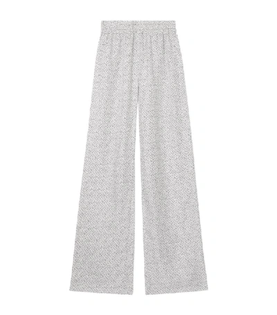 Shop Burberry Silk Monogram Wide-leg Trousers