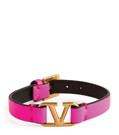 Shop Valentino Garavani Vlogo Leather Bracelet