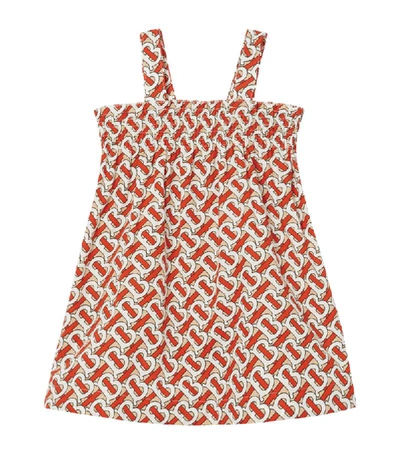 Shop Burberry Kids Smocked Tb Monogram Print Dress (6-24 Months)