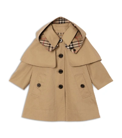 Shop Burberry Kids Detachable Hood Waterproof Swing Coat