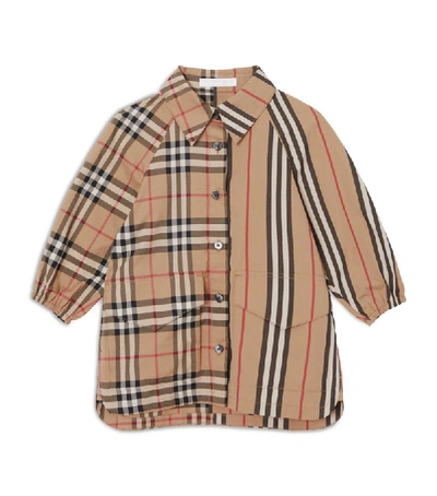 Shop Burberry Kids Vintage Check And Icon Stripe Cotton Shirt Dress