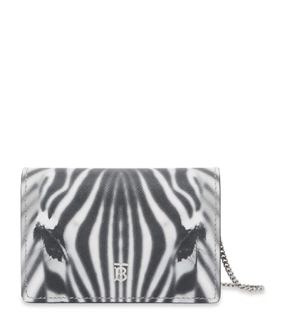 Shop Burberry Leather Zebra Print Chain Card Holder