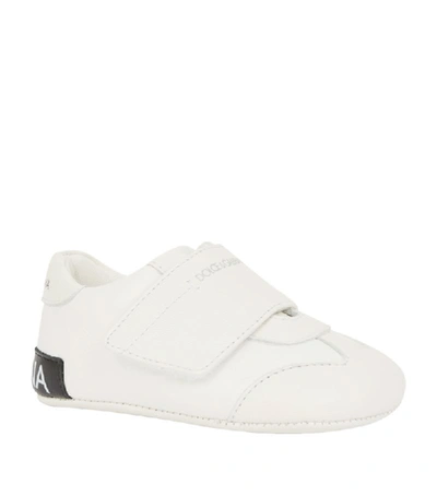 Shop Dolce & Gabbana Kids Leather Logo Strap Sneakers