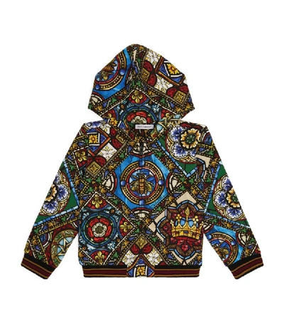 Shop Dolce & Gabbana Kids Ornamental Print Zip-up Hoodie