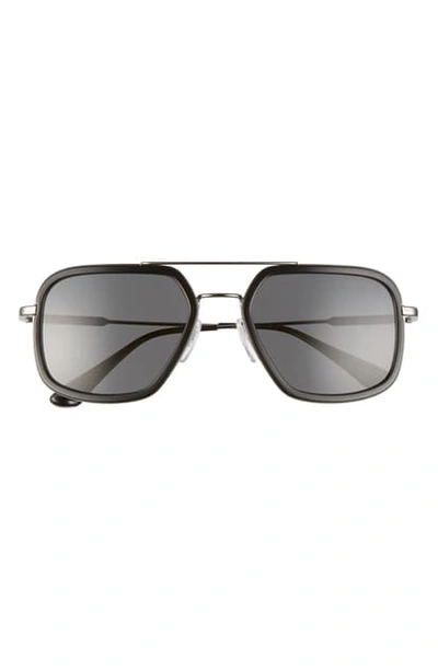 Shop Prada 54mm Square Aviator Sunglasses In Black/ Grey Solid