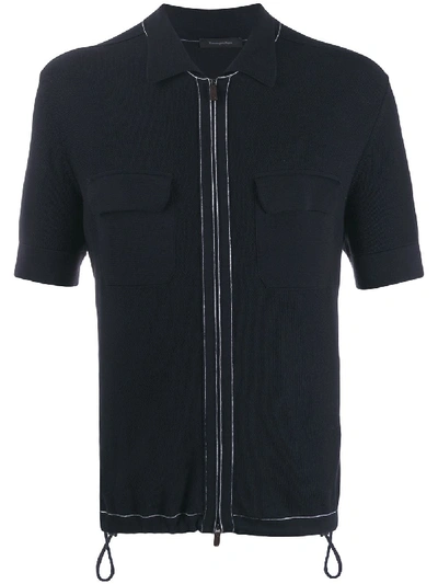 Shop Ermenegildo Zegna Zipped Polo Shirt In Blue