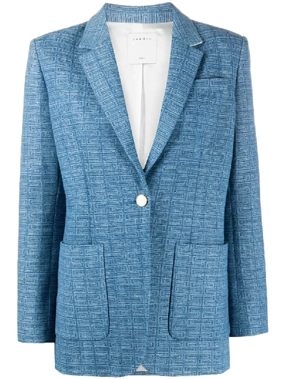 Shop Sandro Geometric Knit Blazer In Blue