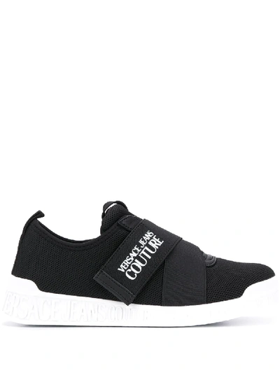Shop Versace Jeans Couture Logo Touch Strap Sneakers In Black