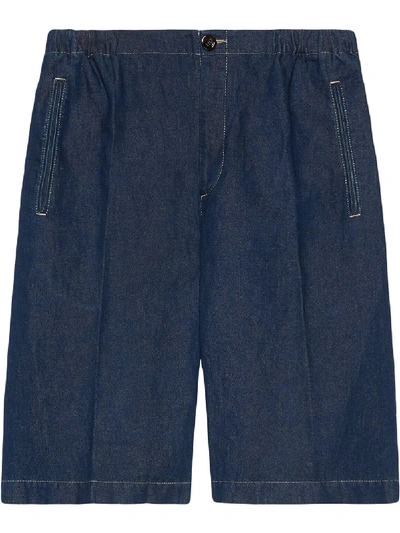 Shop Gucci Stonewashed Bermuda Shorts In Blue