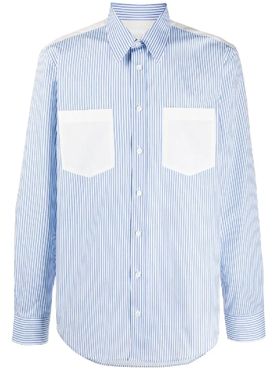 Shop Helmut Lang Striped Cotton Long-sleeved Shirt In Blue