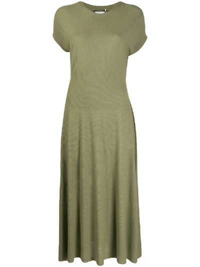 Shop Agnona Flared Knitted Dress In Green