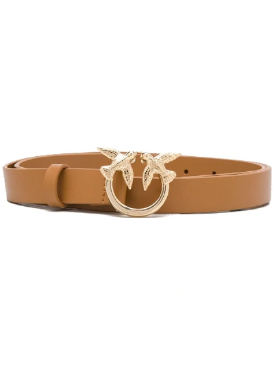 Shop Pinko Love Birds Buckle Belt In Brown