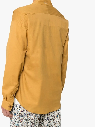 Shop Visvim Lhamo Tie-front Cotton Shirt In Yellow