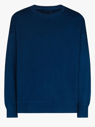 Shop Visvim Jumbo Crew Cotton Sweatshirt In Blue