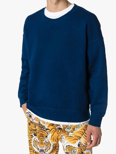 Shop Visvim Jumbo Crew Cotton Sweatshirt In Blue