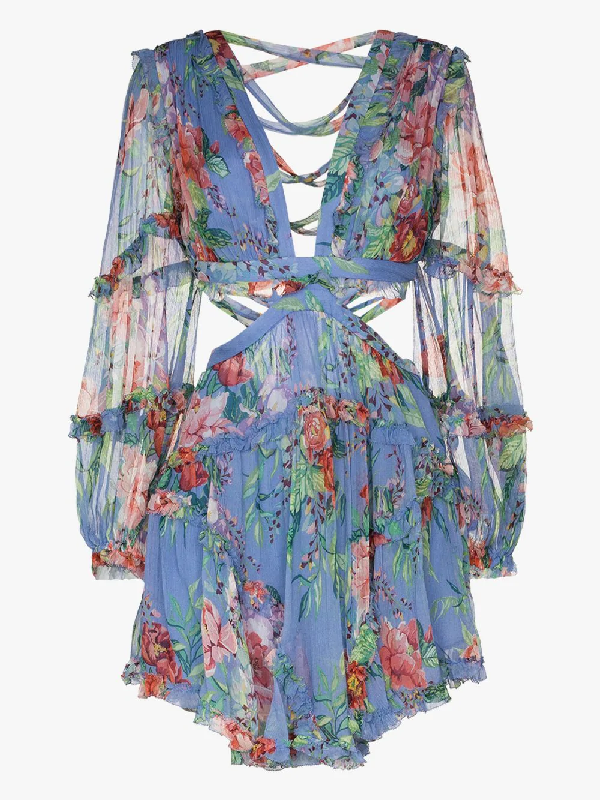 blue silk mini dress