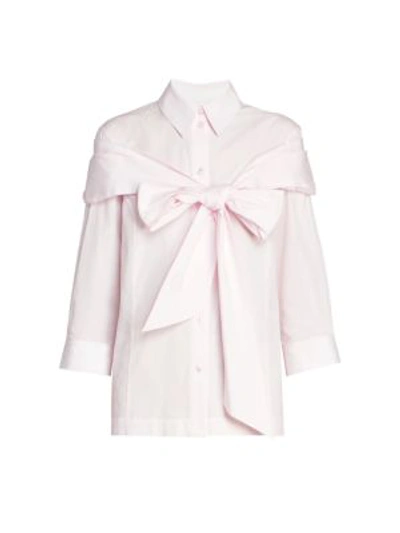 Shop Simone Rocha Masculine Poplin Bow Shirt In Pink