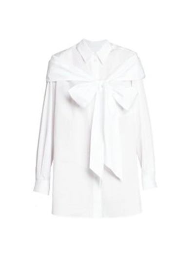 Shop Simone Rocha Masculine Poplin Bow Shirt In White
