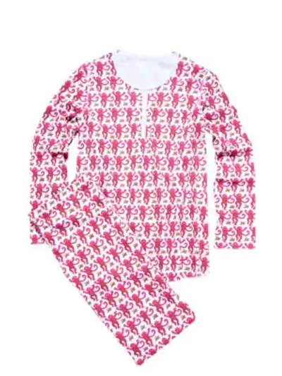 Shop Roller Rabbit Monkey Print 2-piece Pajama Set In Pink