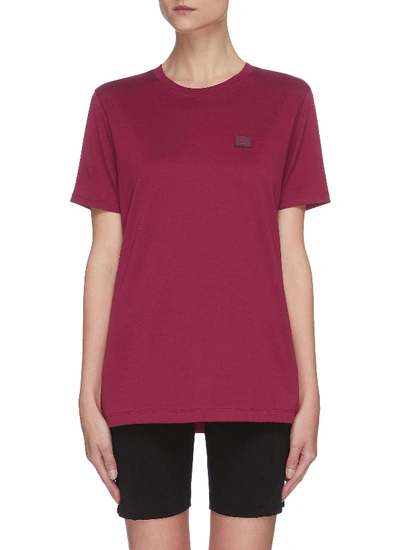 Shop Acne Studios Face Patch Cotton T-shirt In Red