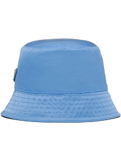 Shop Prada Logo Plaque Bucket Hat In Blue