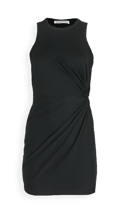 Shop Alexander Wang T Heavy Soft Jersey Fitted Tank Dress In Black