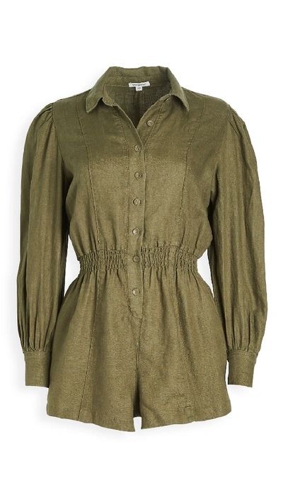Shop Weworewhat Button Up Romper In Burnt Olive