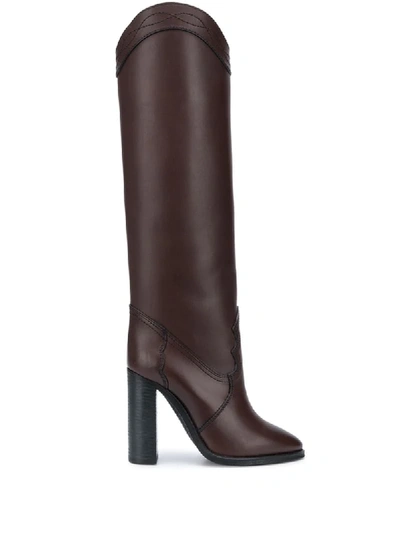 Shop Saint Laurent Kate Knee-high 105mm Boots In Brown