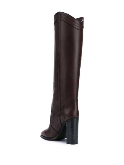 Shop Saint Laurent Kate Knee-high 105mm Boots In Brown
