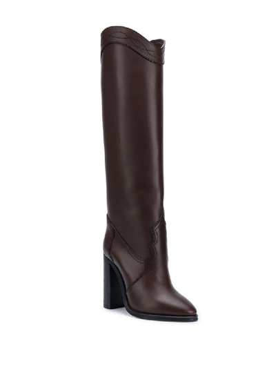 Shop Saint Laurent Kate Knee-high 105mm Boots In Brown