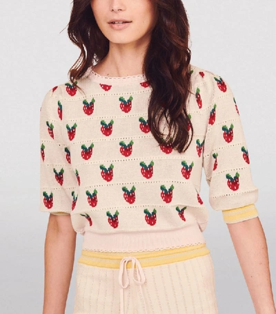 Shop Loveshackfancy Isha Cropped Strawberry Sweater