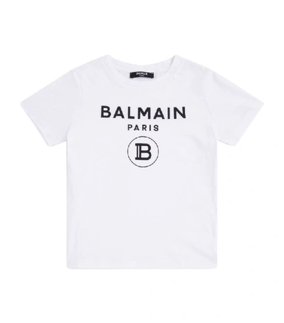 Shop Balmain Cotton Logo T-shirt (4-16 Years) In White
