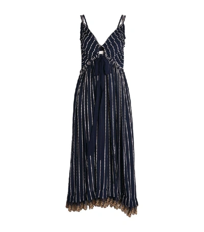 Shop Chloé Silk-rich Striped Maxi Dress