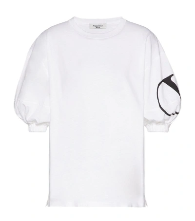 Shop Valentino Vlogo Puff Sleeve T-shirt